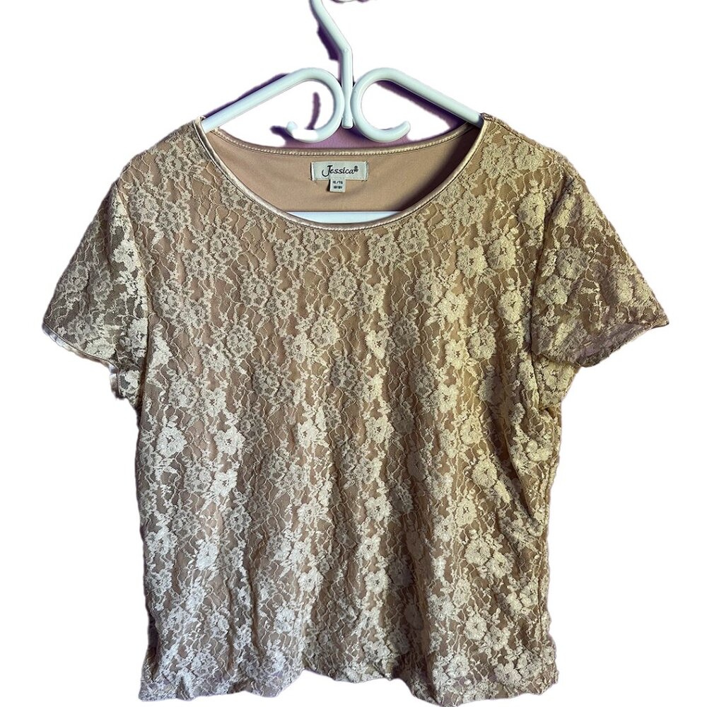 jessica basic nude floral print shirt
